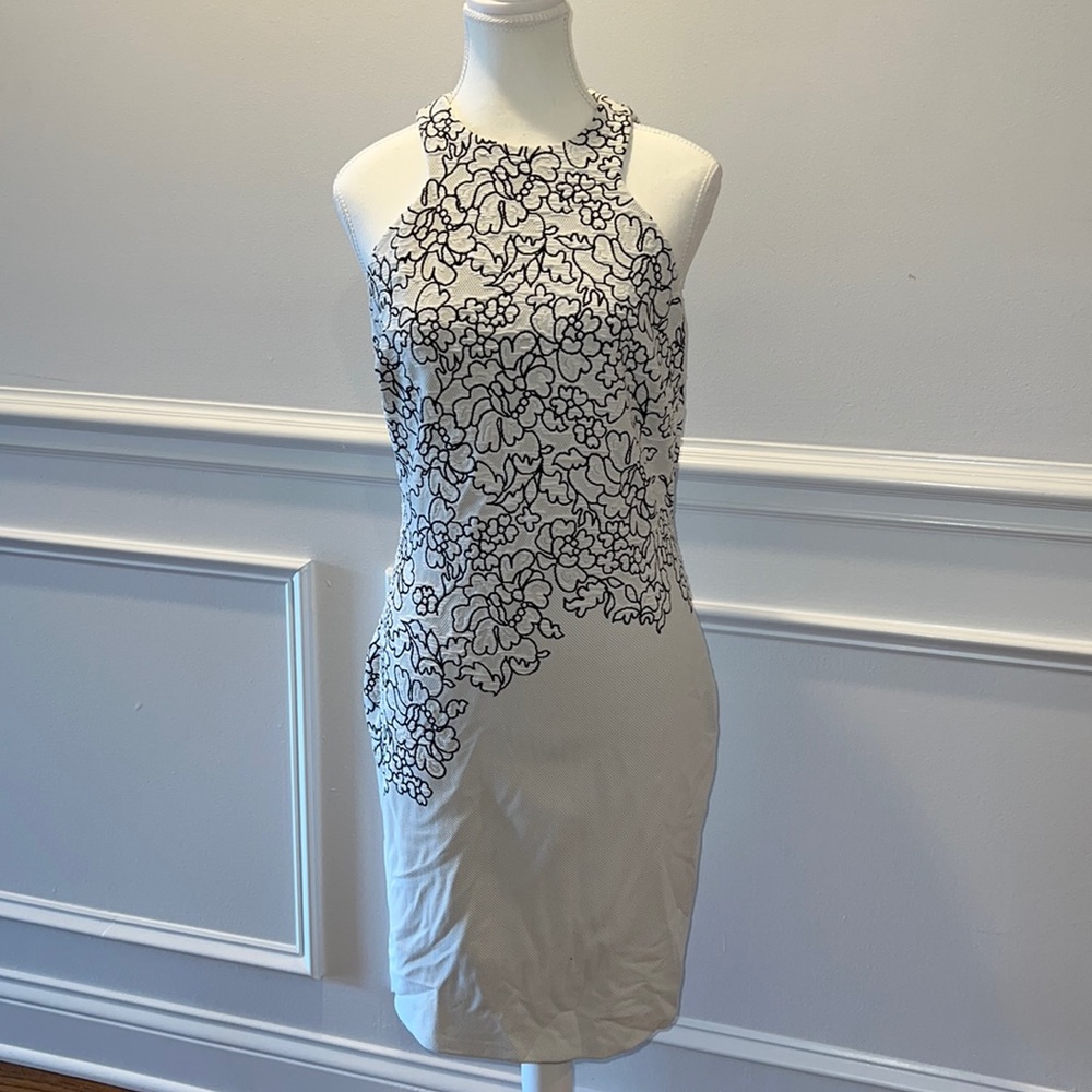 Cache Black and White Floral Dress